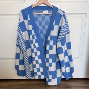 Annie Light Blue and White Knit Cardigan